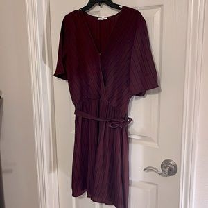 Burgundy striped Maurice’s Dress. Gently worn, polyester and spandex